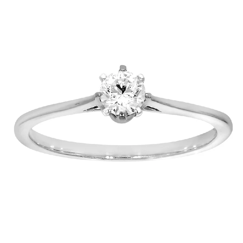 9ct White Gold  1/4 Carat Diamond Solitaire Ring