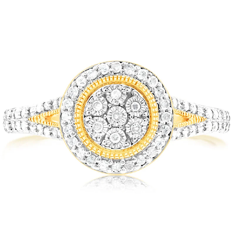 9ct Yellow Gold 1/4 Carat Diamond Dress Ring