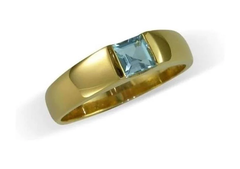 Princess Cut Gemstone Ring, Yellow Gold