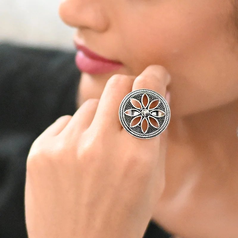 Adya Silver Floral Ring