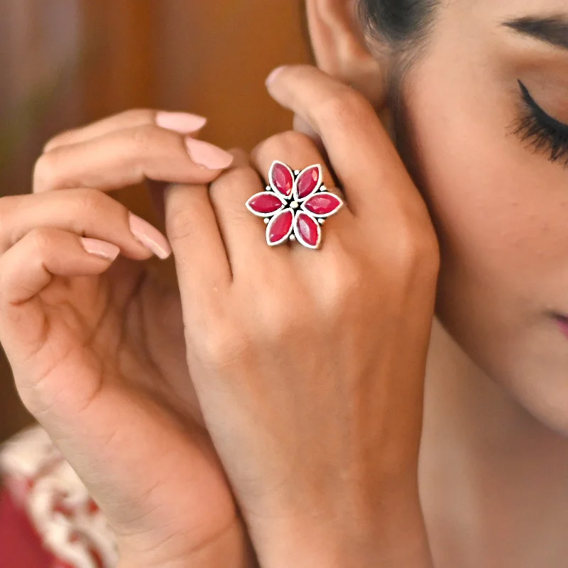 Ageless Red Stone Silver Ring