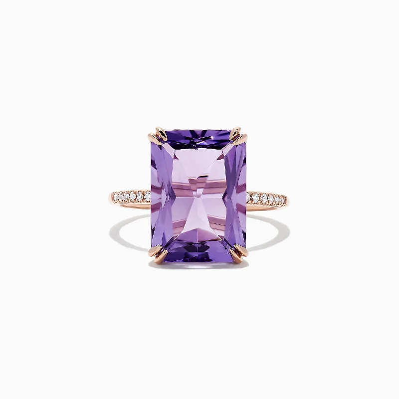 14K Rose Gold Amethyst and Diamond Ring, 7.26 TCW