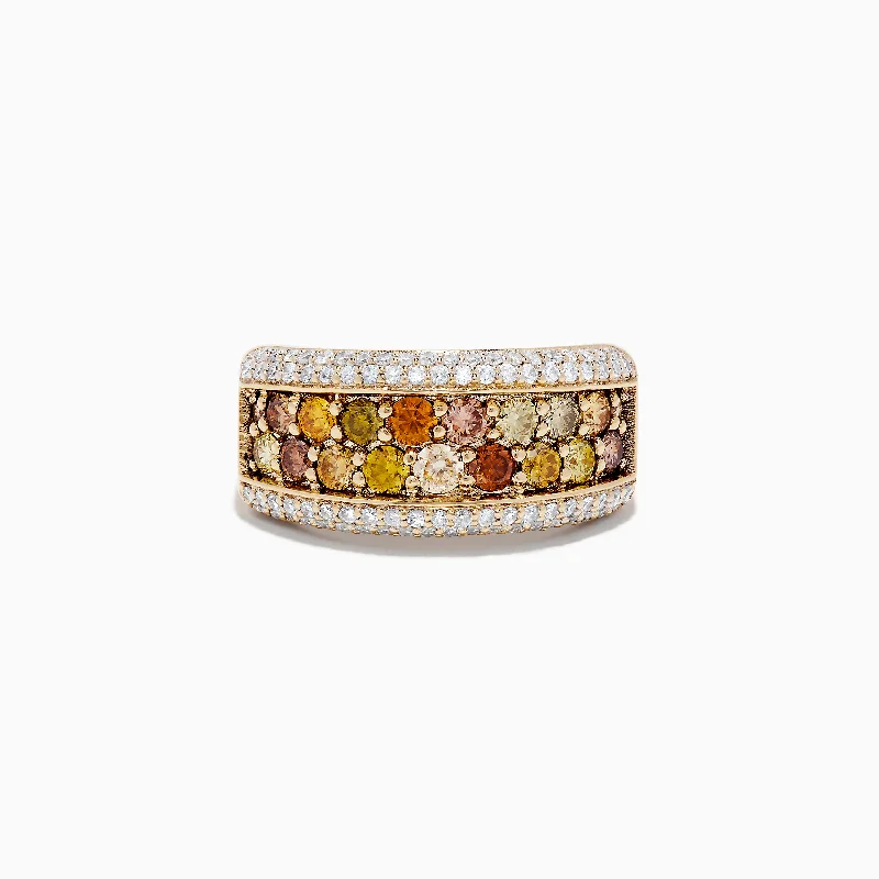 14K Yellow Gold Multi Color Diamond Ring