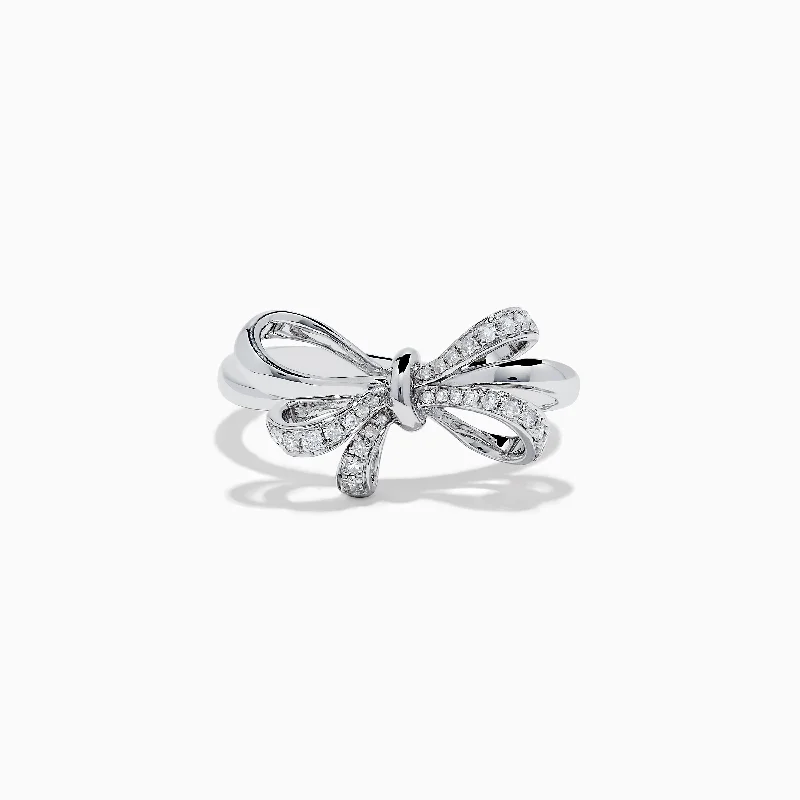 925 Sterling Silver Diamond Bow Ring