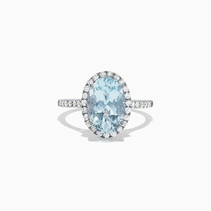 Aquarius 14K White Gold Aquamarine and Diamond Ring, 3.45 TCW