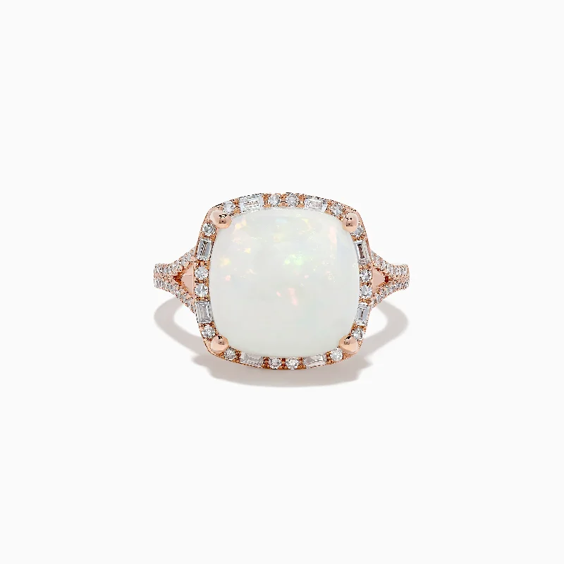 Aurora 14K Rose Gold Opal and Diamond Ring