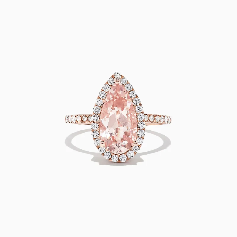 Blush 14K Rose Gold Morganite and Diamond Ring, 3.04 TCW