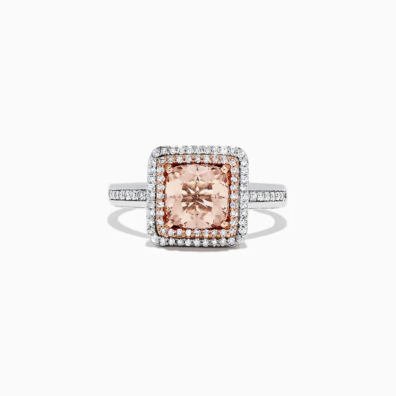 Blush 14K Two Tone Gold Morganite and Diamond Ring, 1.68 TCW