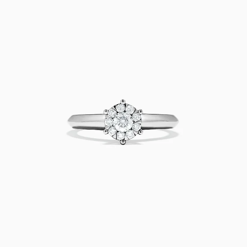 Bridal 14K White Gold Diamond Ring, 0.39 TCW