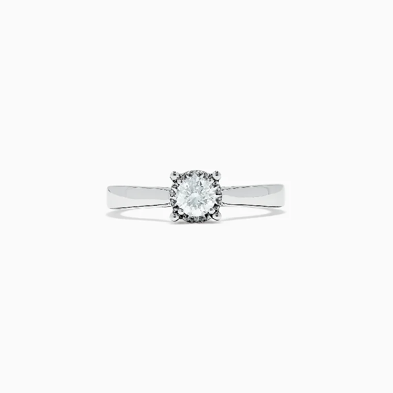 Bridal 14K White Gold Diamond Ring, 0.53 TCW