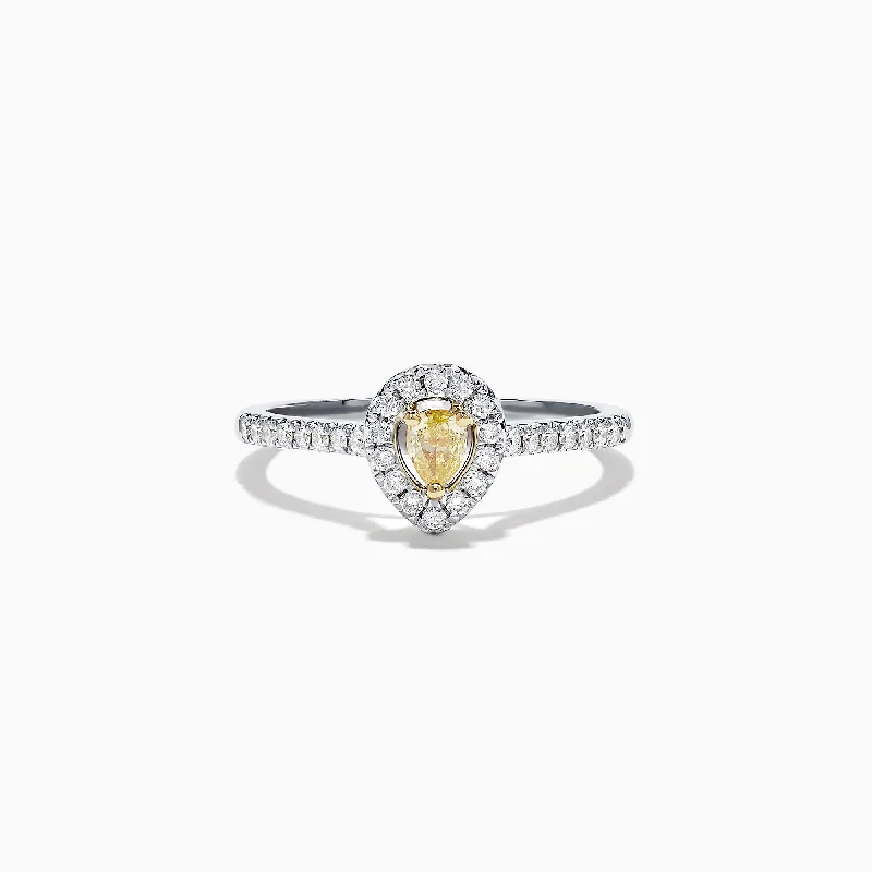 Canare 18K Two Tone Gold Yellow and White Diamond Ring, 0.36 TCW