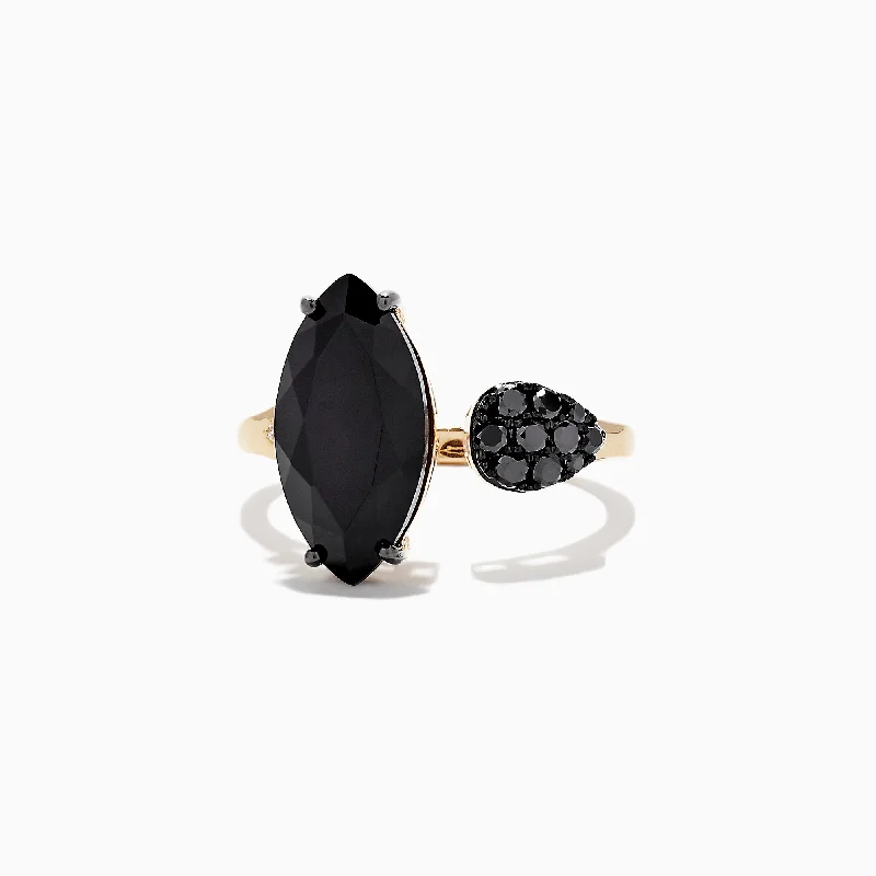 Eclipse 14K Yellow Gold Onyx and Diamond Ring, 4.78 TCW