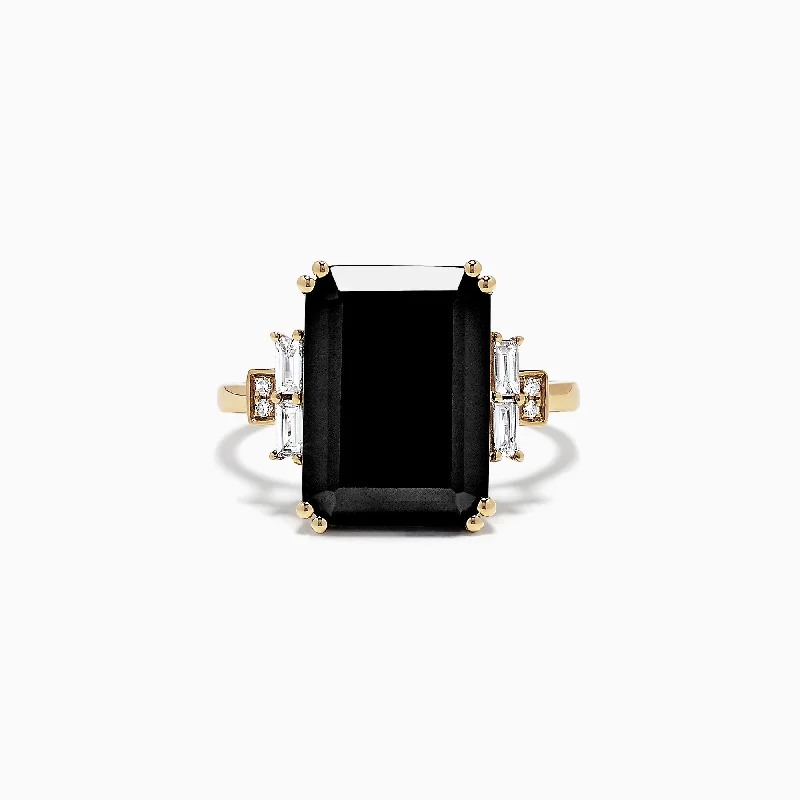 Eclipse 14K Yellow Gold Onyx and Diamond Ring, 6.73 TCW