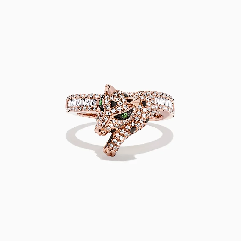 Signature 14K Rose Gold Diamond and Tsavorite Ring, 0.72 TCW