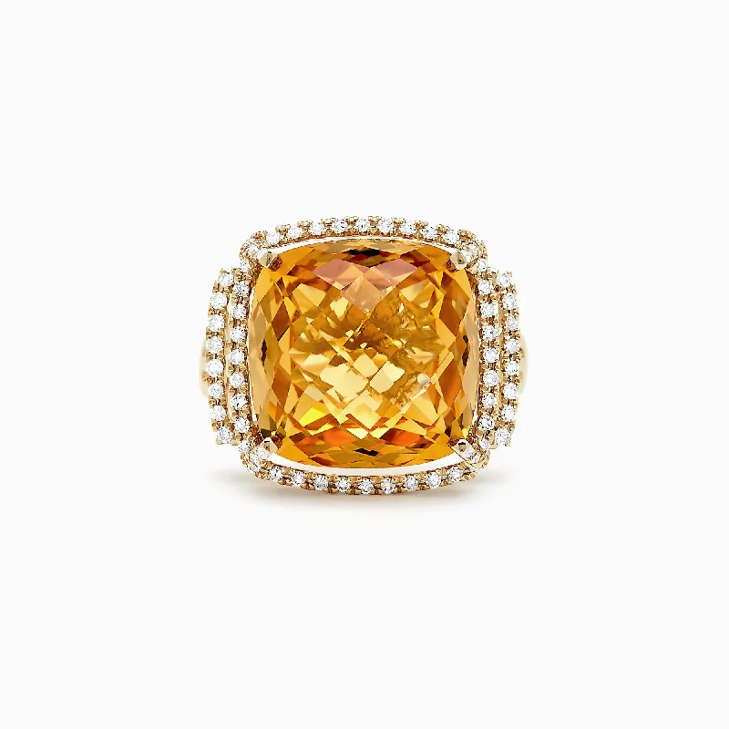 Sunset 14K Yellow Gold Citrine and Diamond Ring, 10.04 TCW