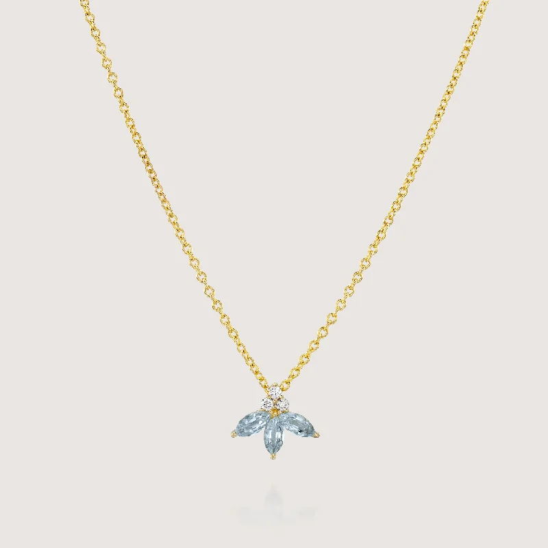 Jeanne Poisson Necklace Aquamarine & Diamonds