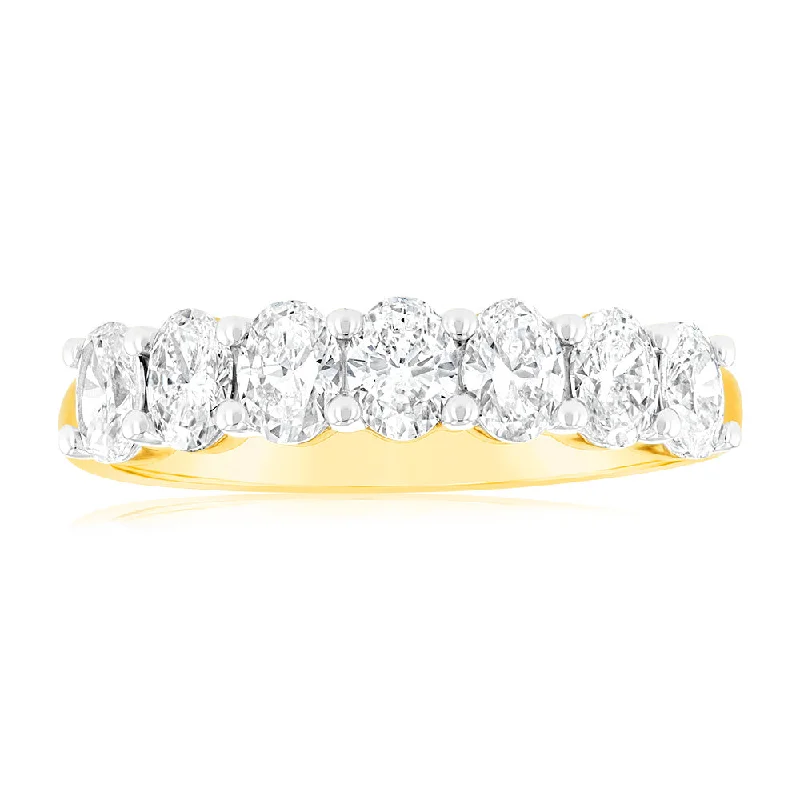 Luminesce Lab Grown 1 Carat Oval Diamond Eternity Ring in 18ct Yellow Gold