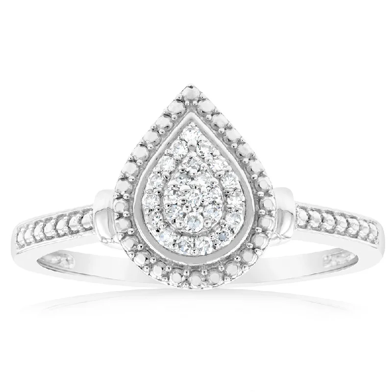 Luminesce Lab Grown Diamond Pear Dress Ring in Silver