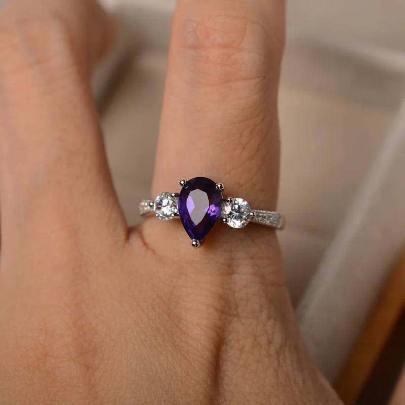 Pear Cut Amethyst Stone Ring