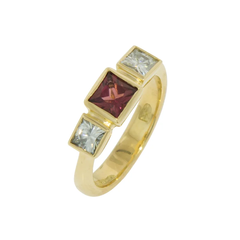 Personalised 3 Gemstone Ring, Yellow Gold