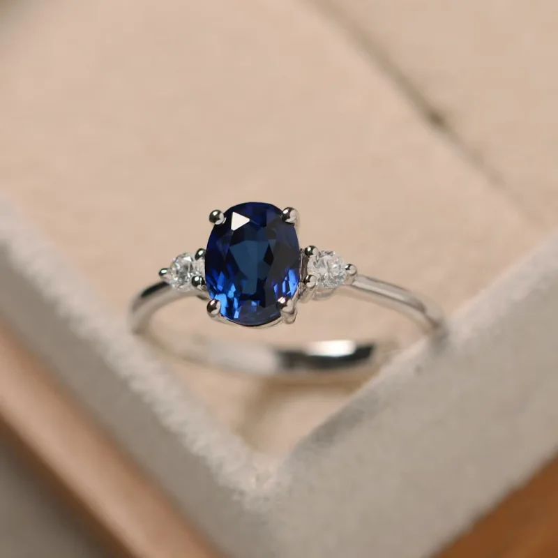 Promise Blue Sapphire Silver Ring