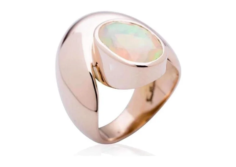 Red Gold Sculpted ring with Ethiopian Opal