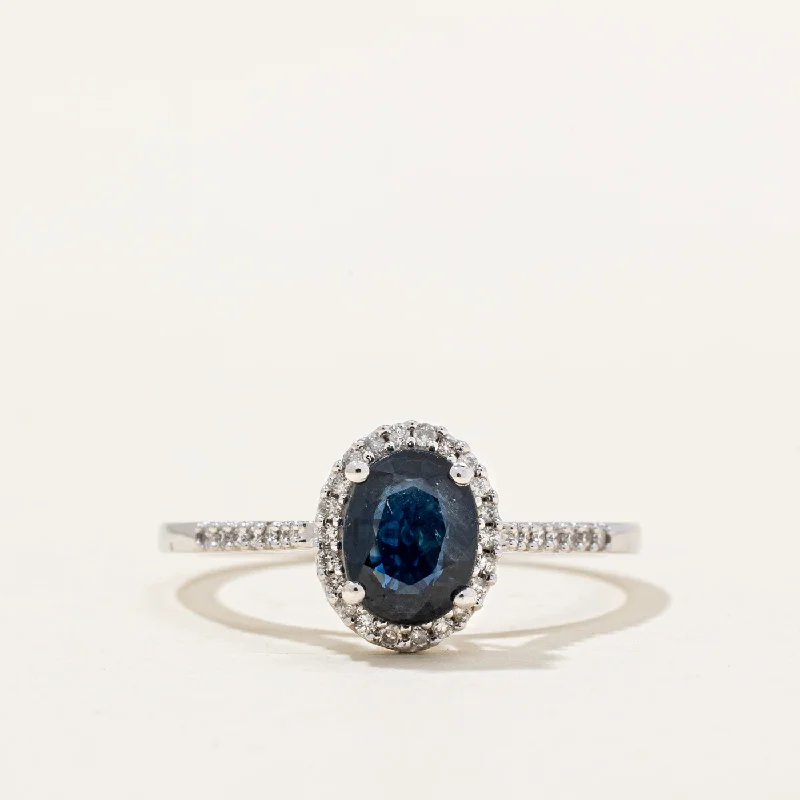 Sapphire & Diamond Halo Ring | 0.88ct, 0.08ctw | SZ 6.5 |