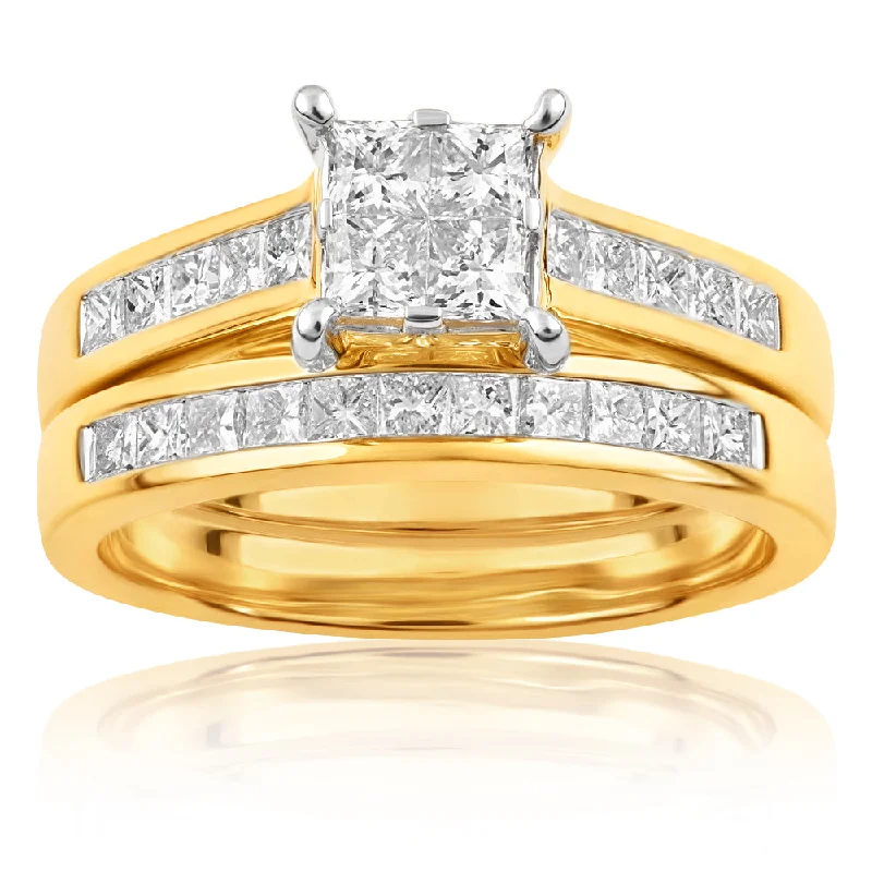 SEAMLESS LOVE 9ct Yellow Gold Bridal Set Ring with 1.50 Carat of Diamonds