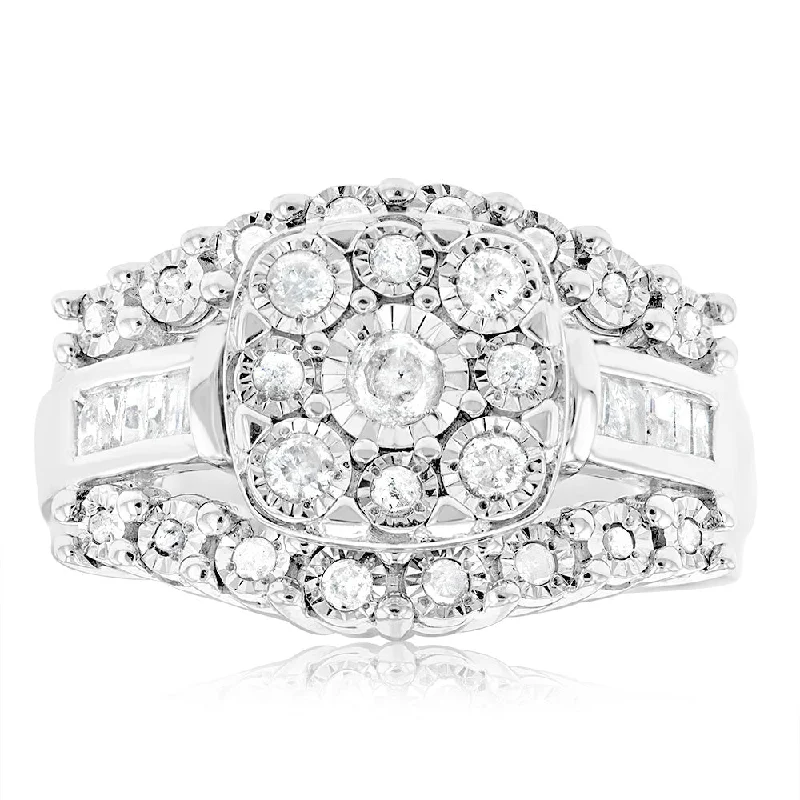 Silver 1/2 Carat Diamond Dress Ring with 37 Diamonds