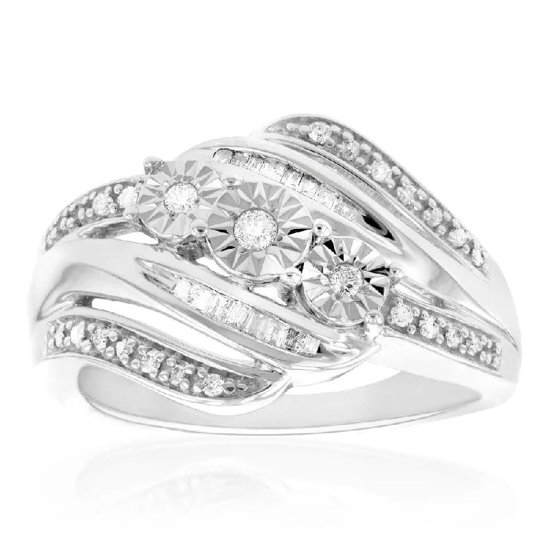 Sterling  Silver 1/4 Carat Diamond Dress Ring