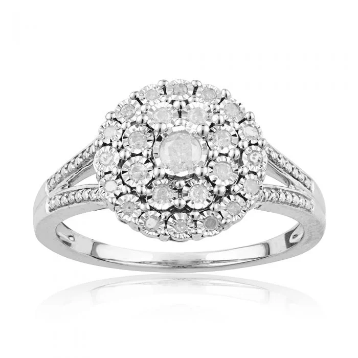 Sterling Silver 1/4 Carat Diamond Ring