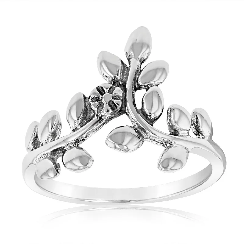 Sterling Silver Leaf Branch Fancy Ring