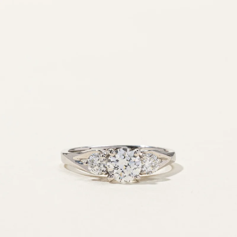 Three Stone Diamond Ring | 0.70ct VS2 E | 0.32ctw | SZ 6.5 |