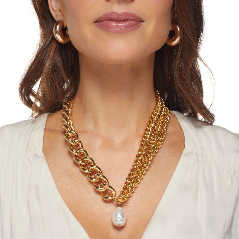 Multi Chain Necklace with Baroque Pearl