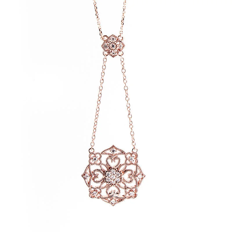 Bellagio Collection Rose Gold Drop Diamond Accent Pendant