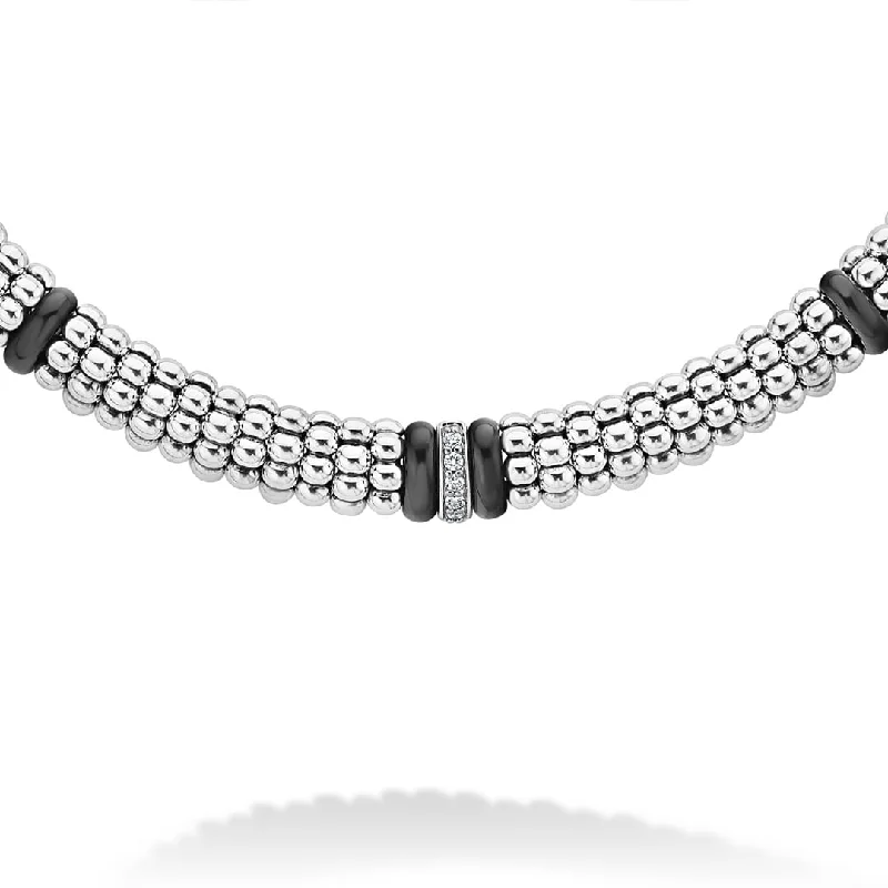 Black Caviar Single Station Diamond Caviar Necklace