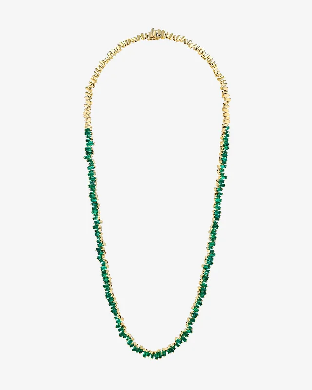 Bold Emerald Tennis Necklace