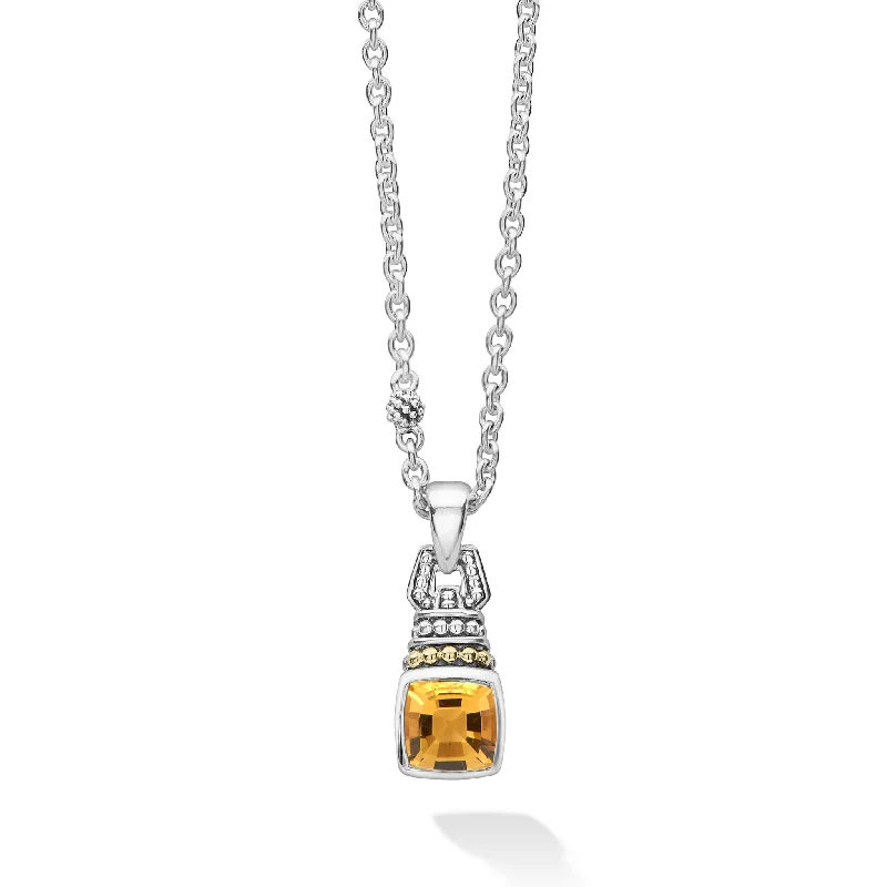 Caviar Color Citrine Pendant Necklace