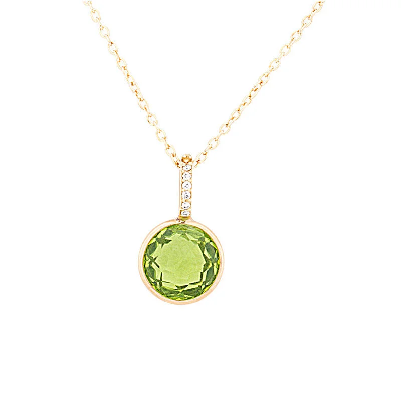 Como Collection 8mm Round Peridot with Diamond Pendant