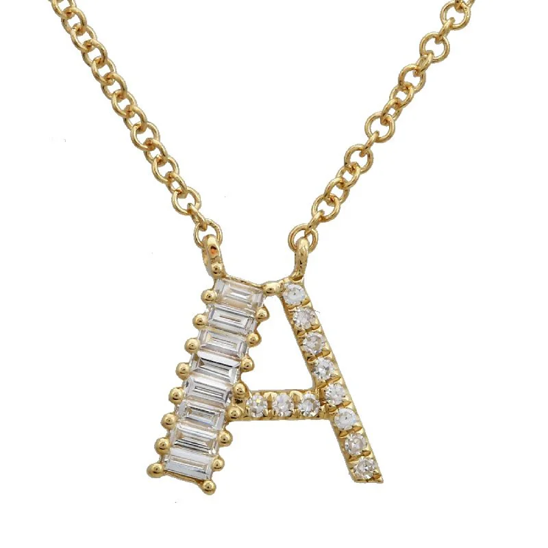 Diamond Baguette Initial Necklace