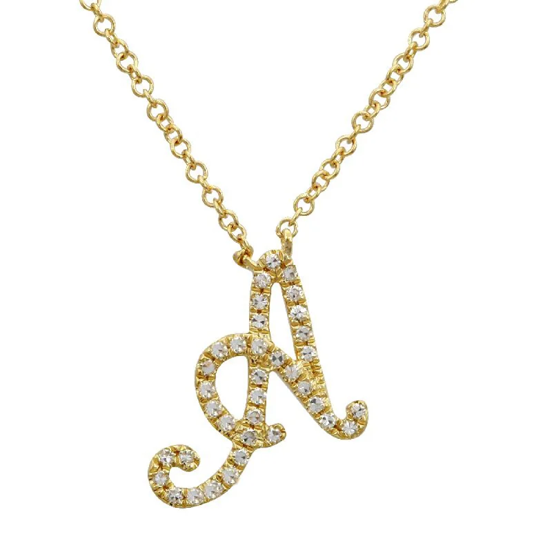 Diamond Pave Script Initial Necklace