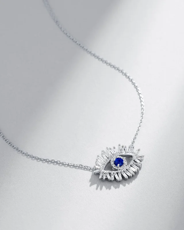 Evil Eye Midi Dark Blue Sapphire Pendant