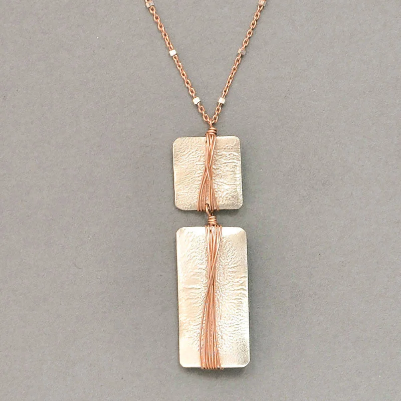 Funky Rectangle and Square Necklace  (N584MR)