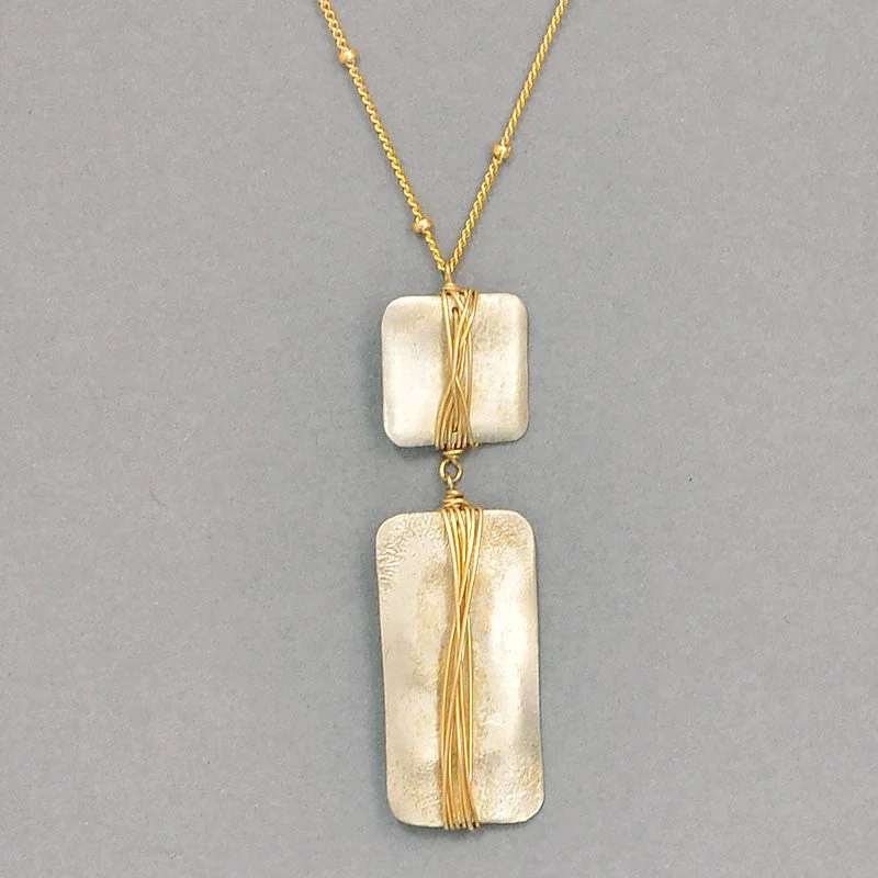 Funky Rectangle and Square Necklace  (N584MG)