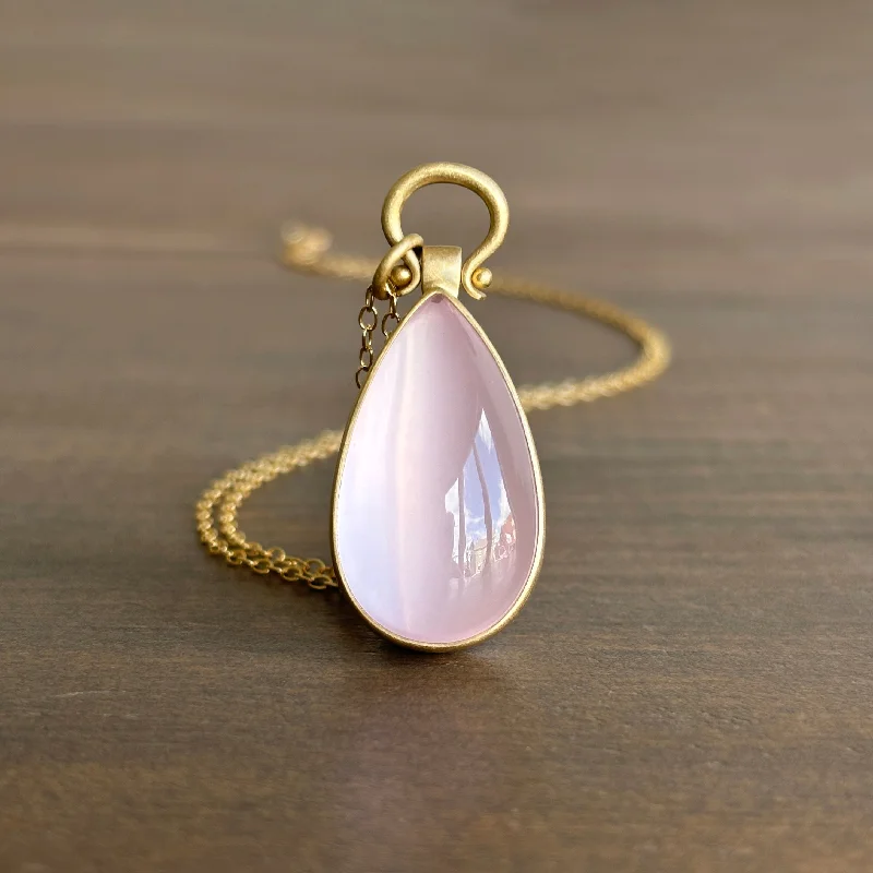 Large Rose Quartz Teardrop Pendant