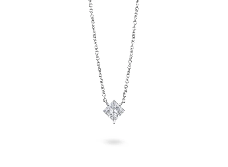 LIGHTBOX Lab-Grown Diamond 1ct Princess Cut Solitaire Necklace, 14k gold