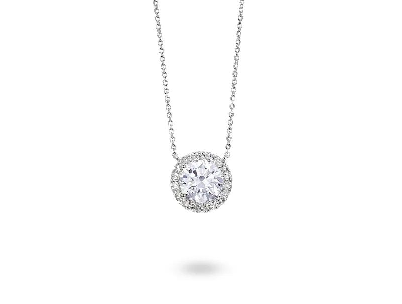 LIGHTBOX Lab-Grown White Diamond 1ct twt Halo Necklace set in 14k gold