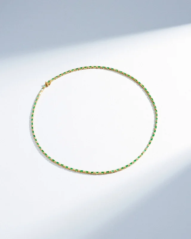 Linear Full Emerald Tennis Necklace