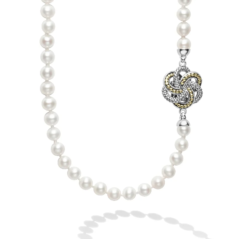 Love Knot Four Station Love Knot Pearl Necklace