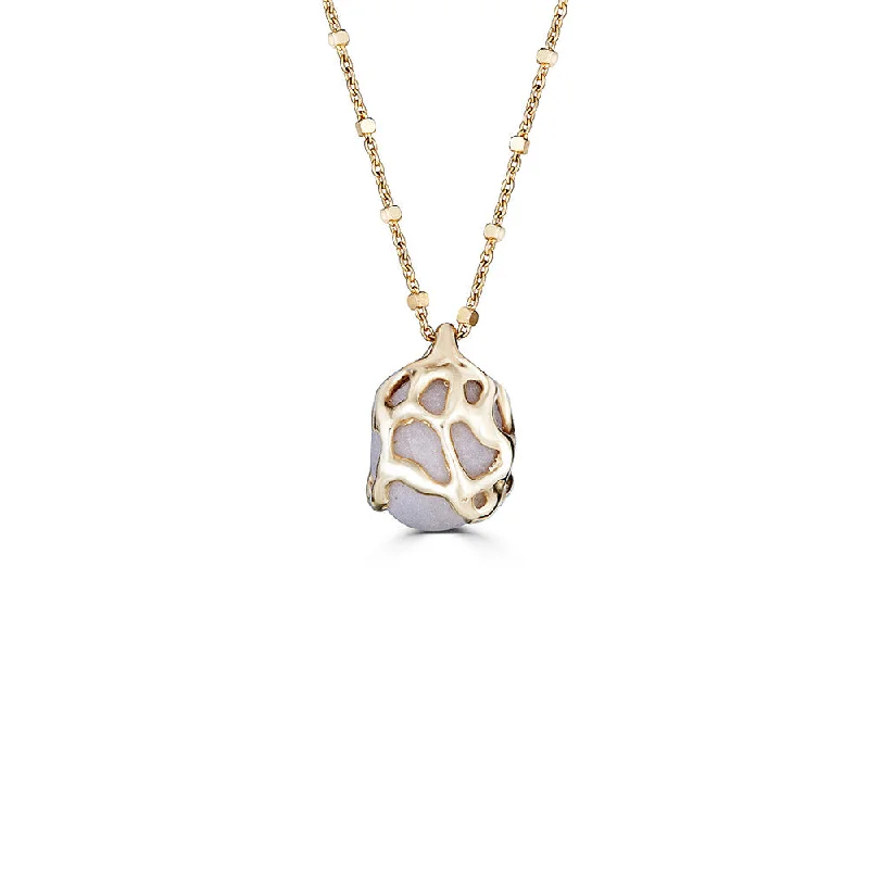 Nantucket Beach Stone Necklace, 14k